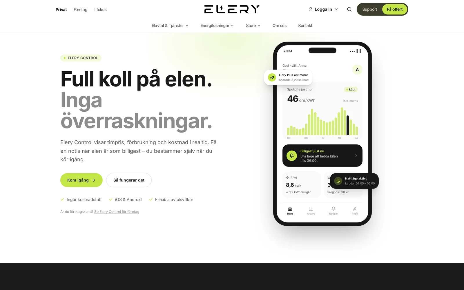 Elery Control — appen som visar elpris och förbrukning i realtid