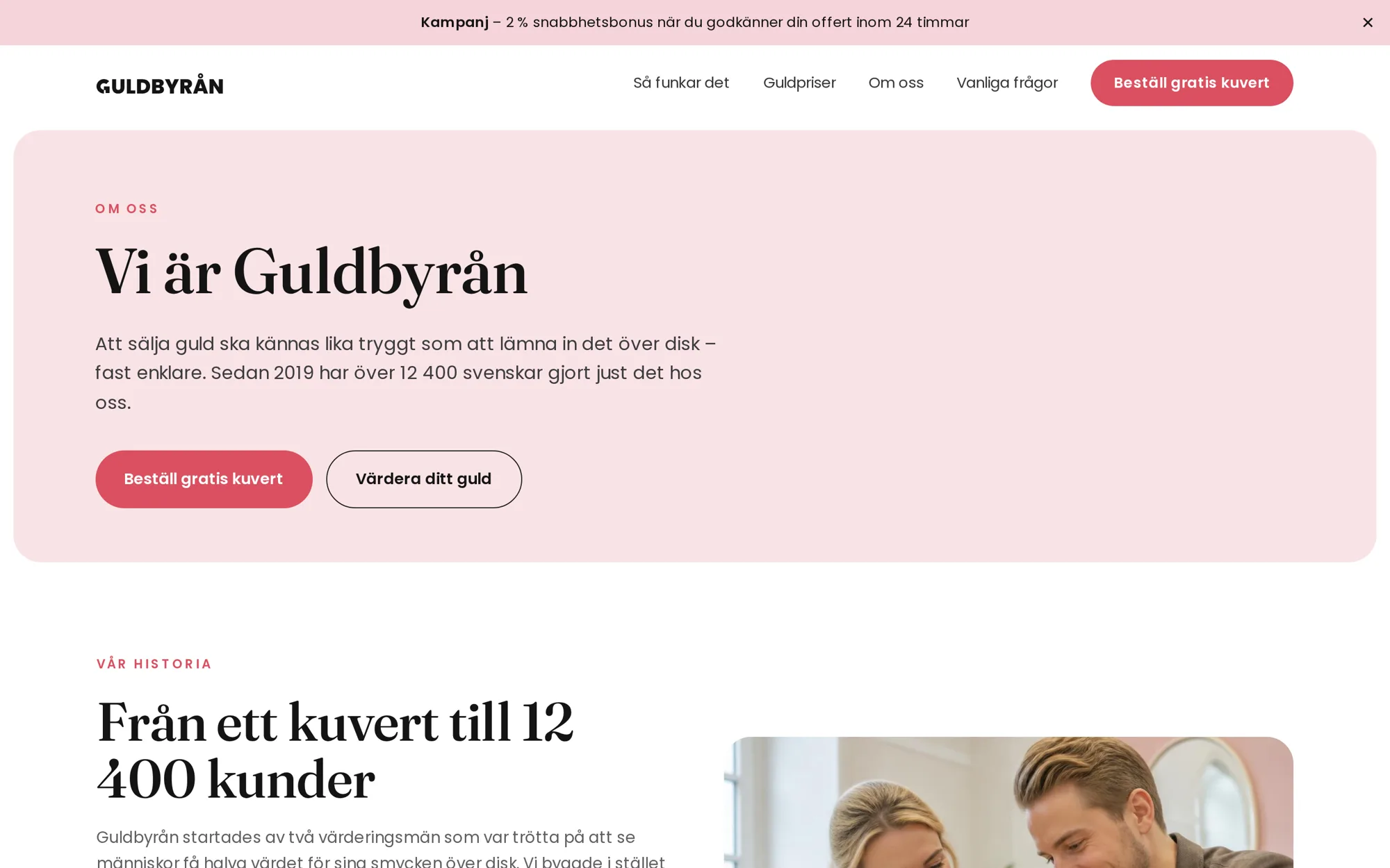 Guldbyråns om oss-sida