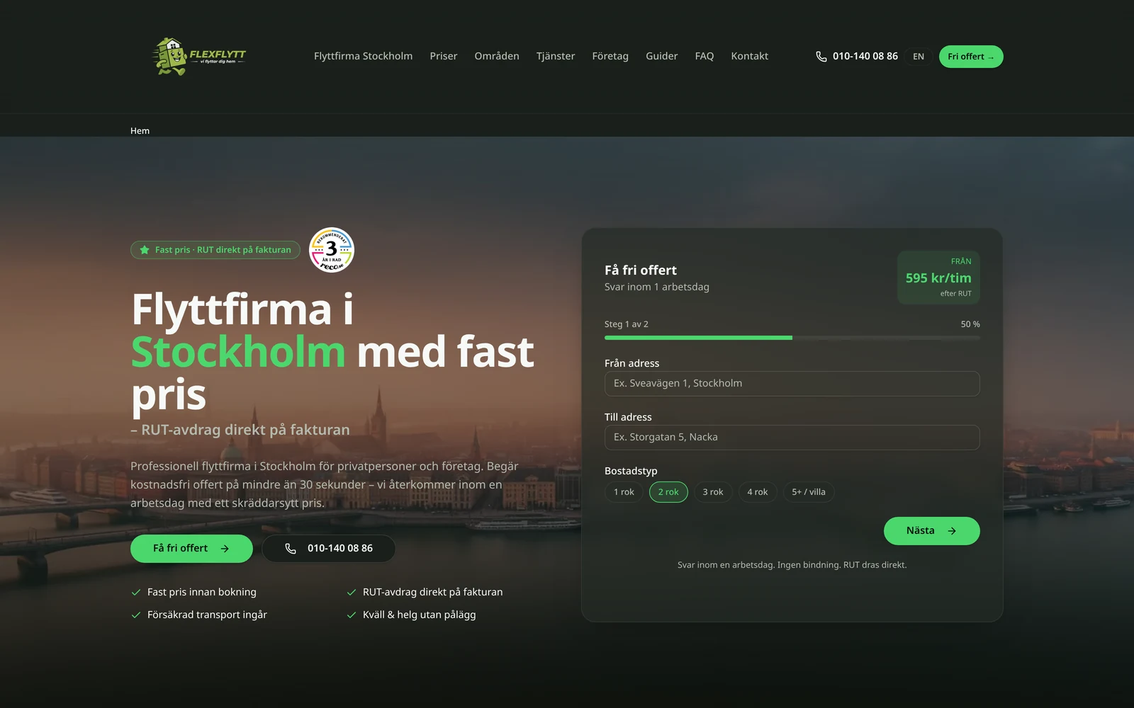 Flyttfirmastockholm.ai webbplats