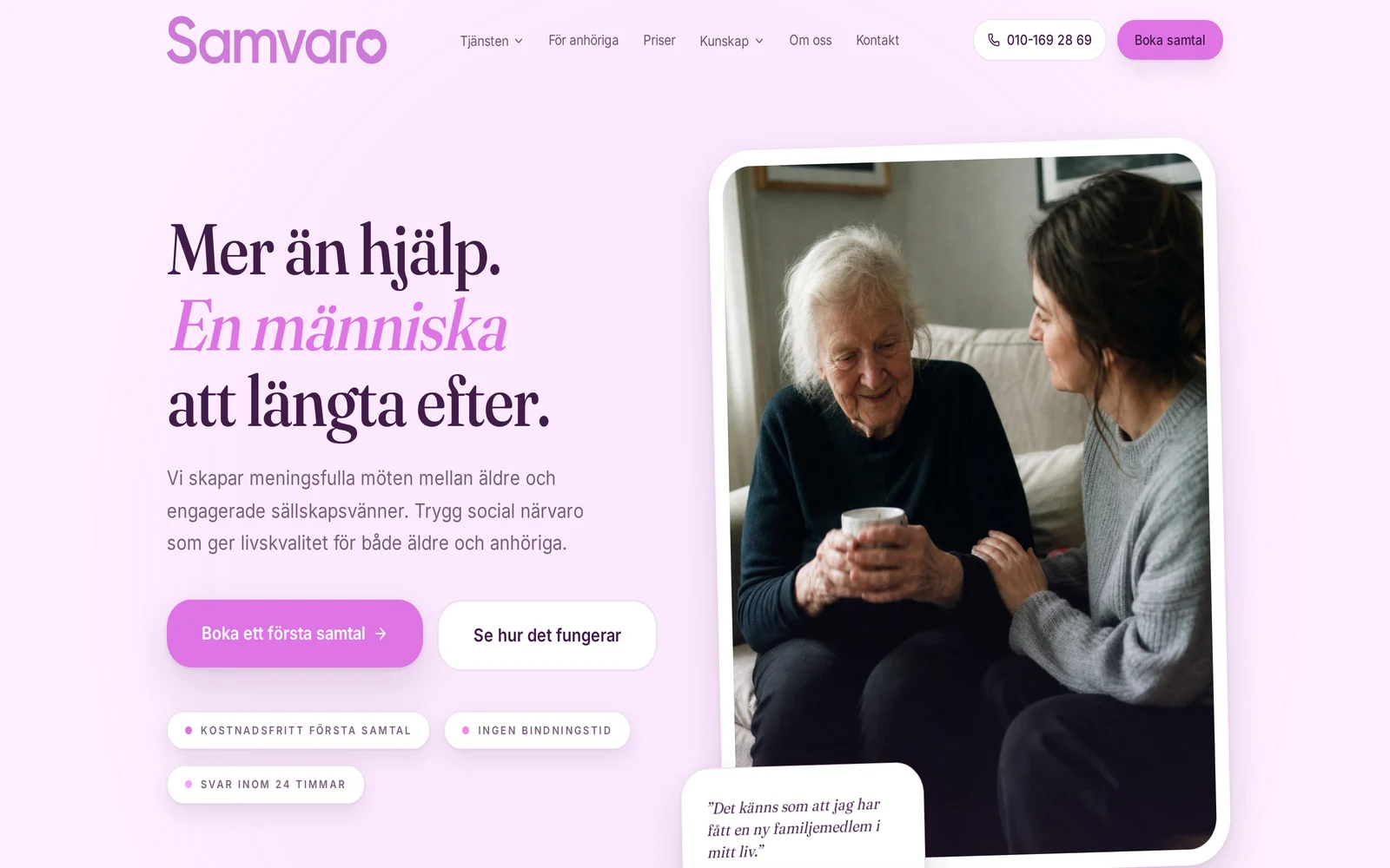 Case: Samvaro — startsida