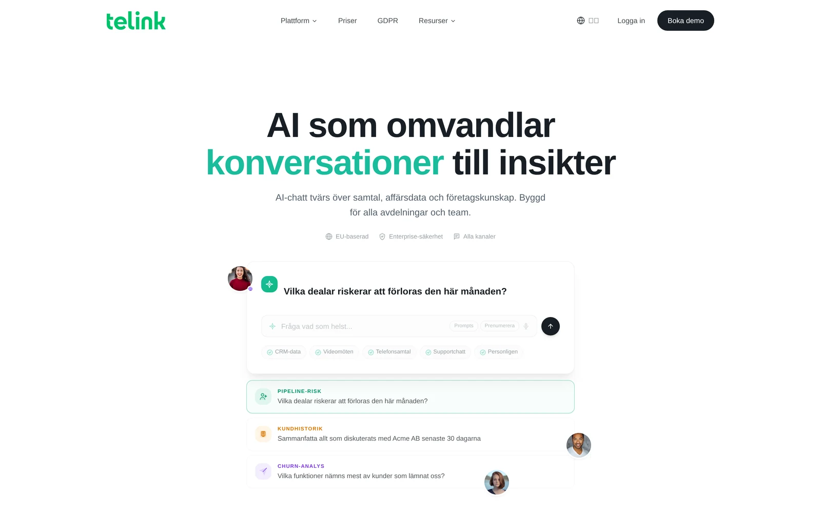 Case: Telink AI — startsida
