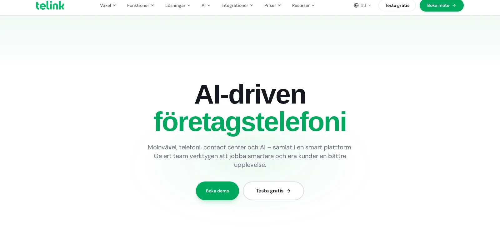 Närbild på Telinks hero-typografi